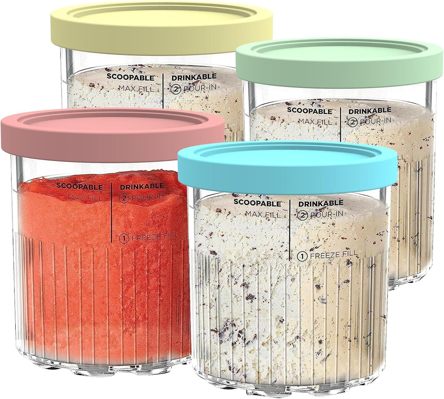 Ninja Creami Pints and Lids - 4 Pack NC501 | Leak-Proof Containers for NC500 Series Ice Cream Makers