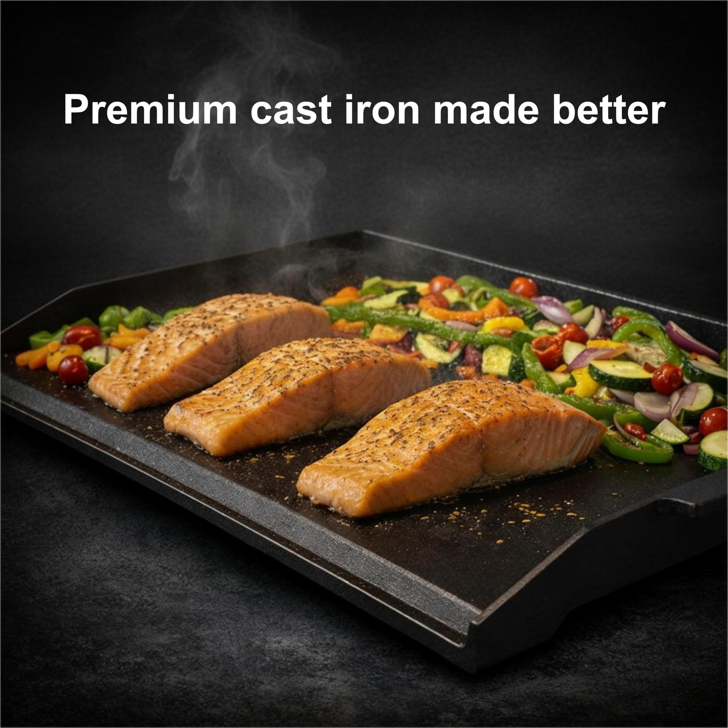 Updated Cast Iron Griddle for Gas Grill, 23" x 16" Large Matte Porcelain Enamel Griddle for Gas & Charcoal Grills, Universal Flat Top Plate with Extra High Sidewalls for Camping, Tailgating, Parties