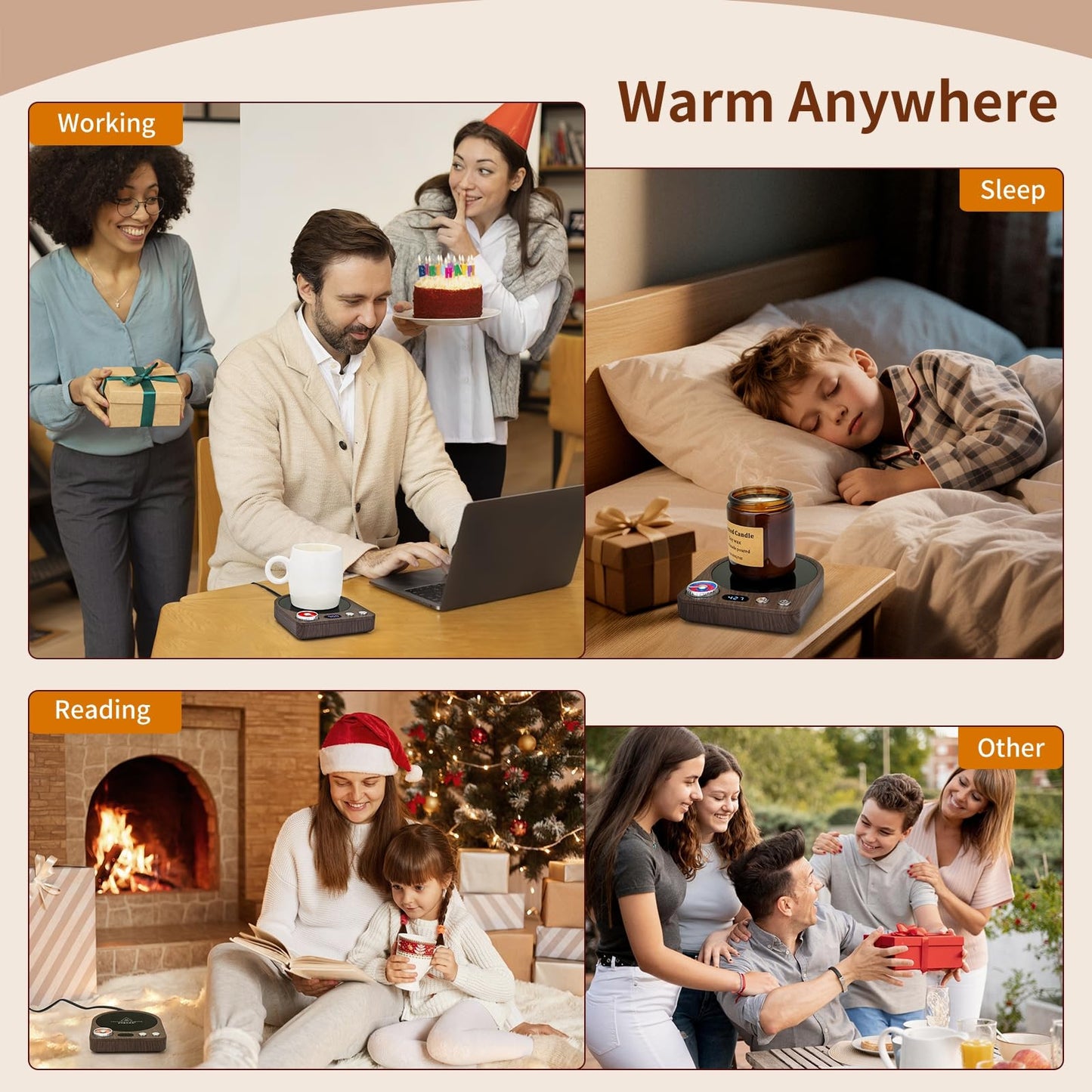 VOBAGA Coffee Mug Warmer with Smart Memory System & 9-Temperature Setting, Coffee Cup Warmer with Customize Timer & Precise Minute Timing, Suitable for Work, Reading, Sleeping