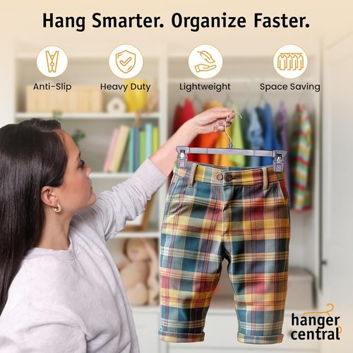 Hanger Central 30 Pack Pants Hangers - Heavy Duty Slim Plastic Clips for Skirts & Pants | Black