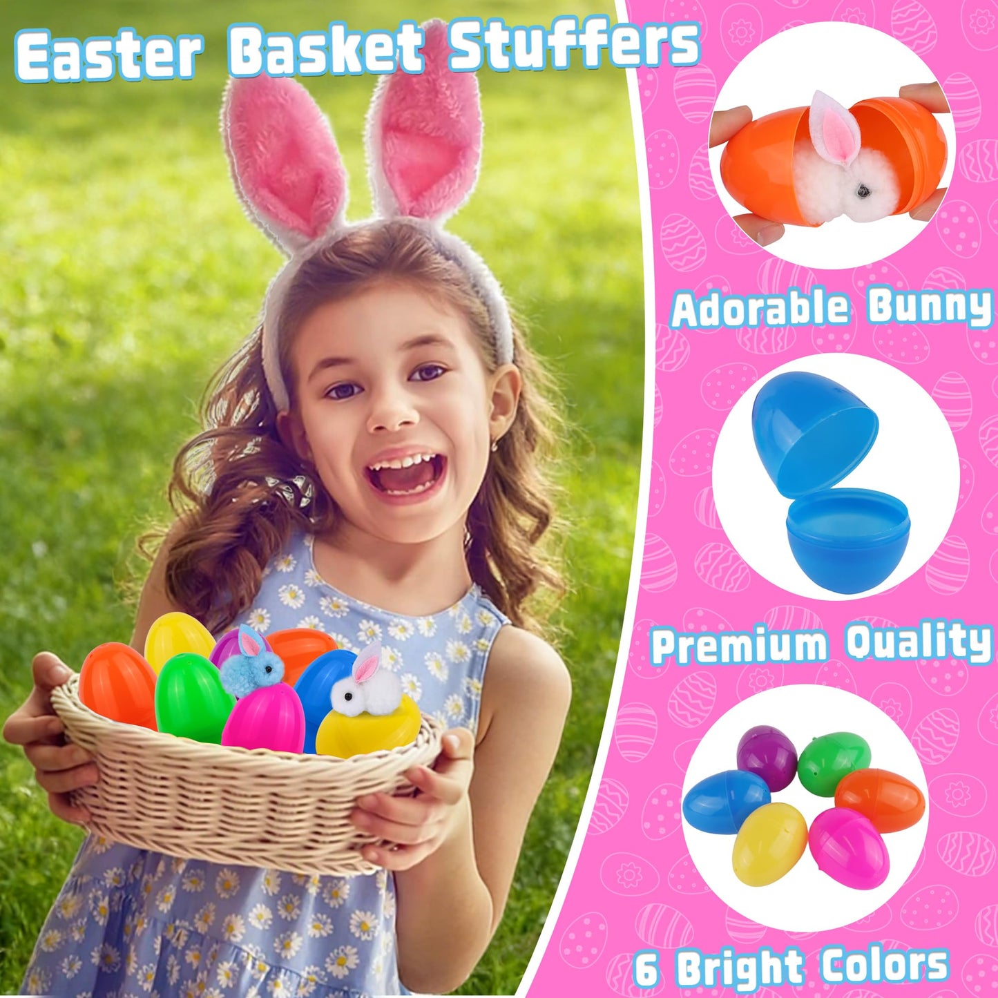 36 Pack Easter Egg Fillers with Easter Bunny Plush Easter Eggs with Toys Inside, Mini Easter Stuffed Animals Easter Eggs Hunts Party Favors Easter Basket Stuffers for Kids Toddler Teens Boys Girls