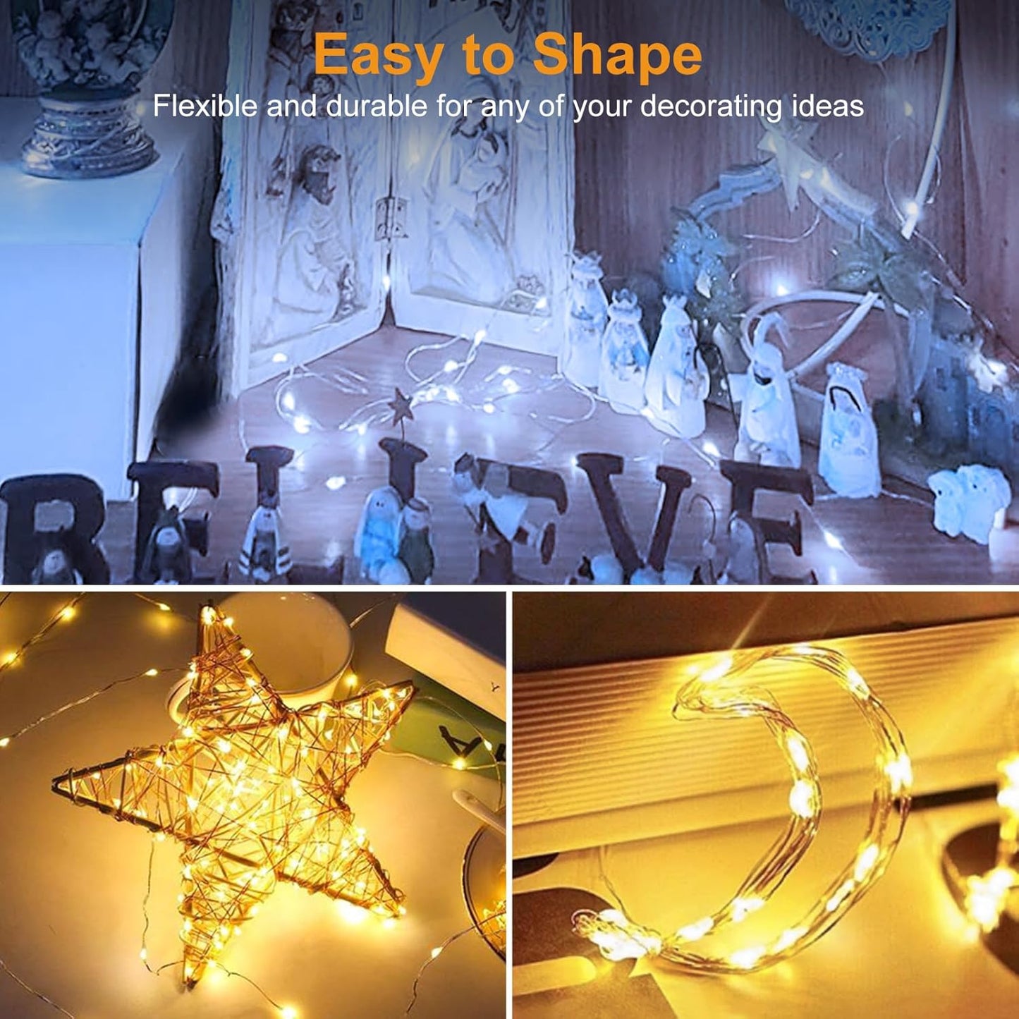 Btfarm Fairy Lights - 30 Pack Battery Operated 7ft 20 LED Twinkle Lights | Waterproof Mini Silver Wire for Weddings & Decor