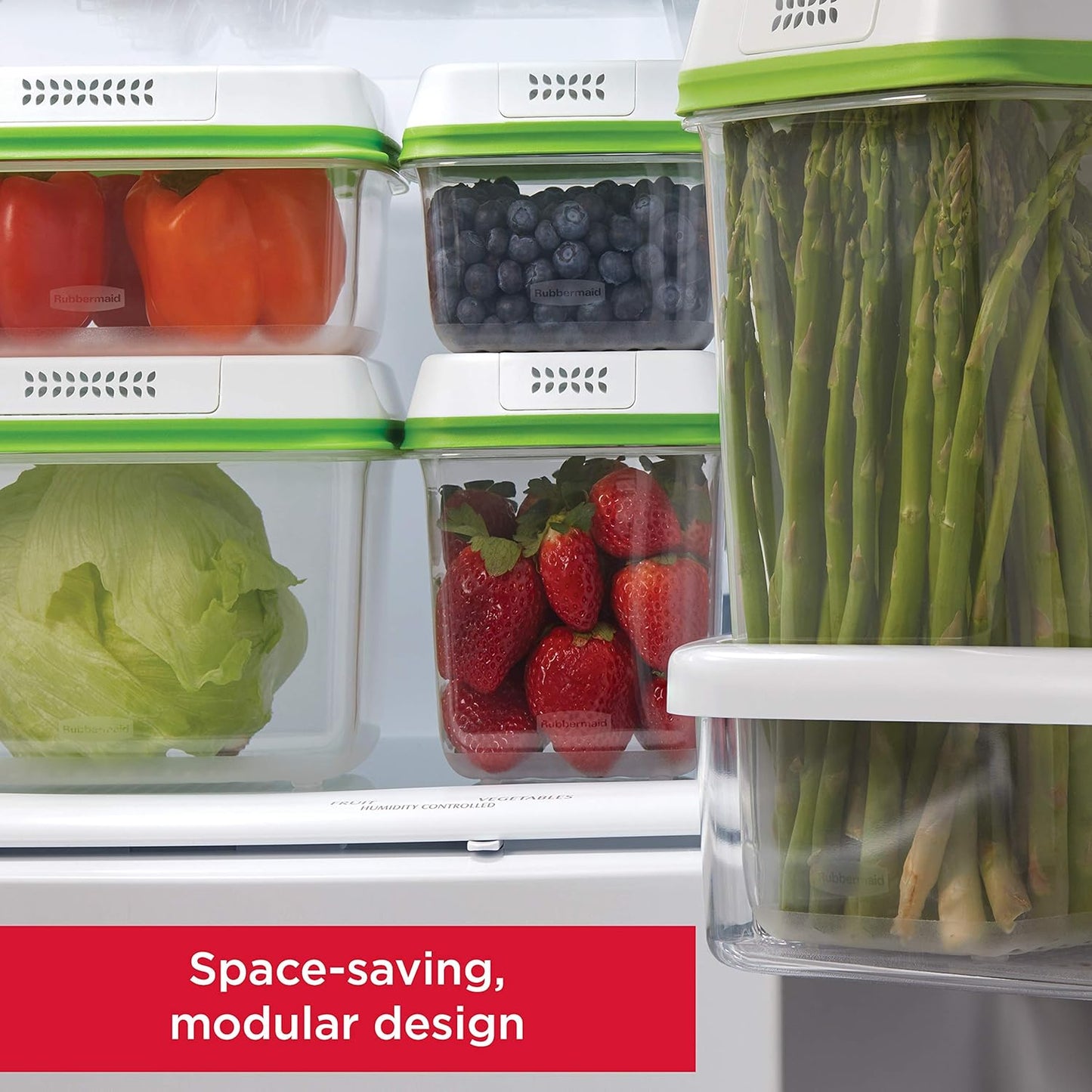 Rubbermaid FreshWorks Produce Saver - Medium Storage Containers for Fresh Fruits & Vegetables | 2 Pack