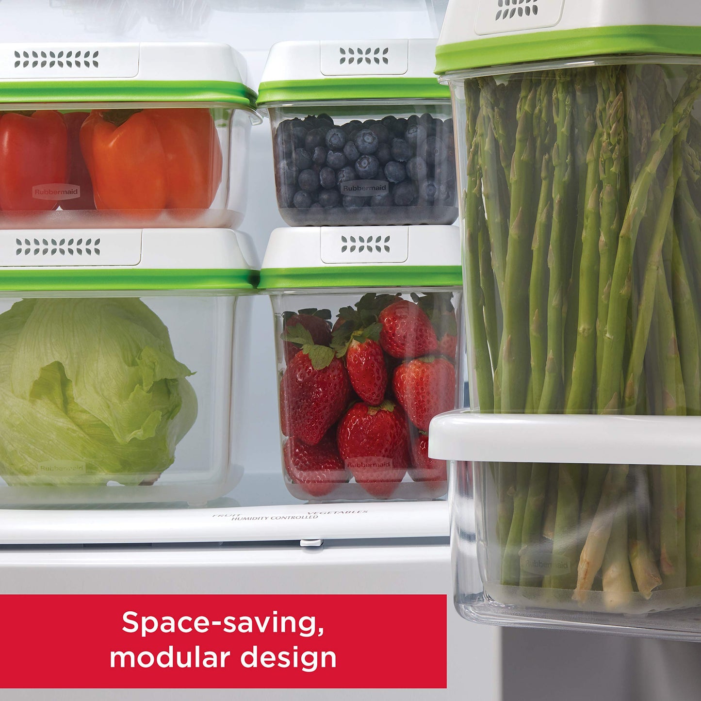 Rubbermaid FreshWorks Produce Saver, Medium Produce Storage Containers, 2 Pack