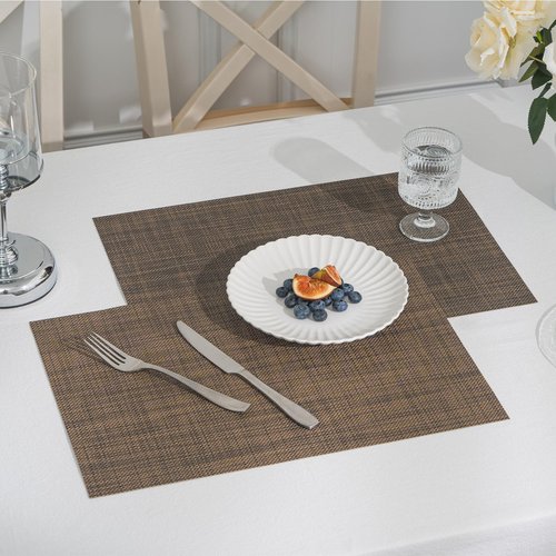 BACKTOEDEN Leakproof Placemats Set of 6, 2-Layer Waterproof placemat for No More Stains, Heat-Resistant Easy Clean Vinyl Table Place Mats for Kitchen Dining Indoor Outdoor, Dark Brown