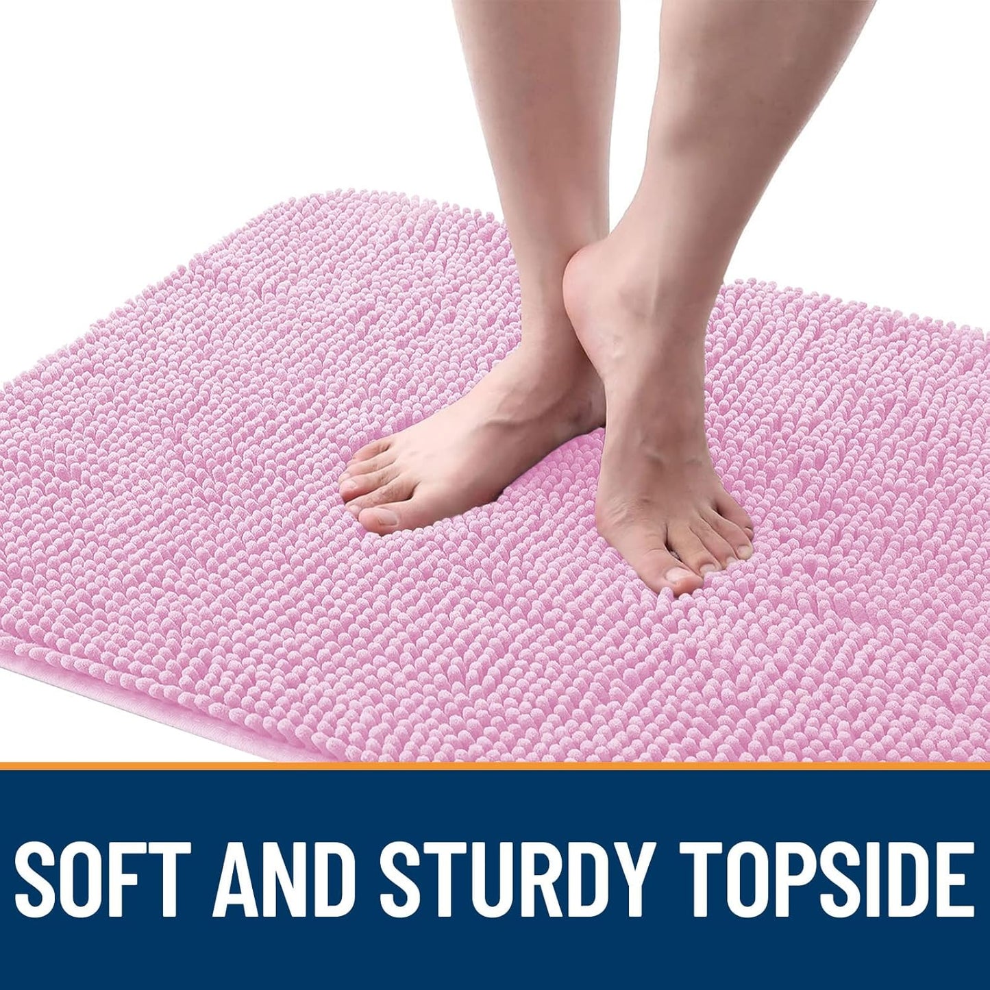 OLANLY Dog Door Mat - Absorbent Non-Slip Chenille Mat for Muddy Paws | 24x16 Inches, Quick Dry, Pink