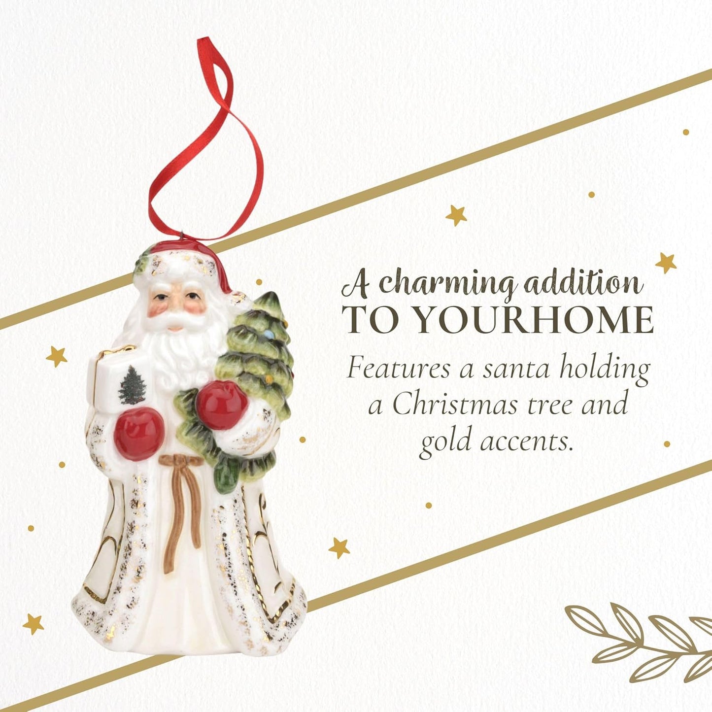 Spode Christmas Tree Santa Ornament - Elegant Holiday Decoration & Keepsake Gift