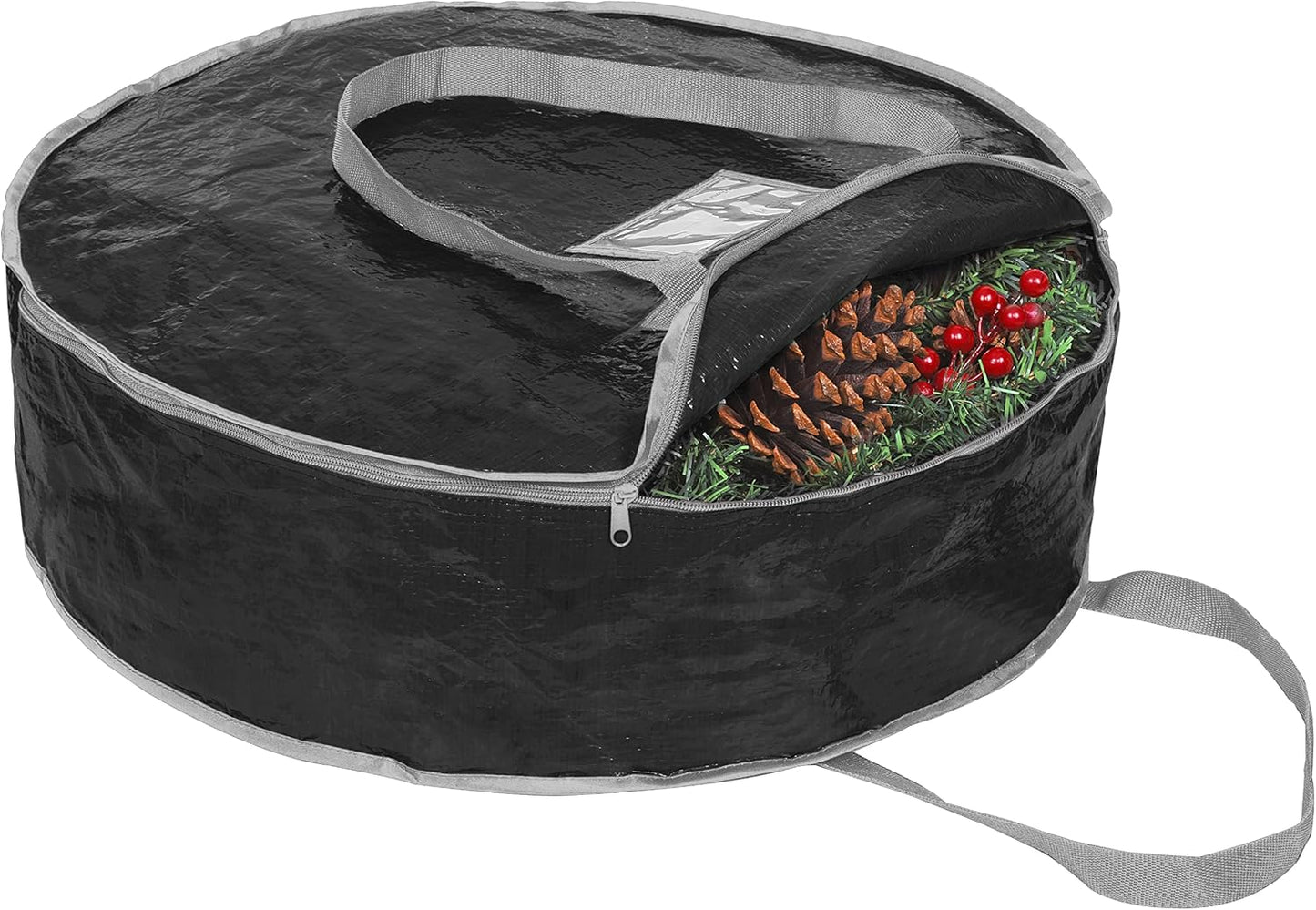Propik Wreath Storage Bag - Tear-Resistant Holiday Garland Container | Heavy-Duty Handles, 36" X 8", Black