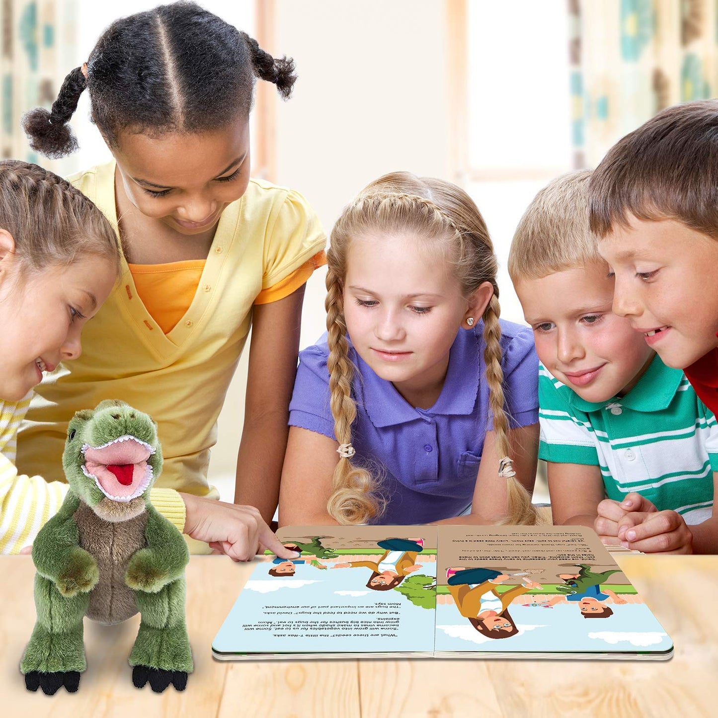 ArtCreativity Educational Book for Kids with T-Rex Dinosaur Plush Toy, Fun Children’s Learning Booklet About The Environment, Super-Soft and Cuddly Stuffed Animal, Best Gift for Boys and Girls