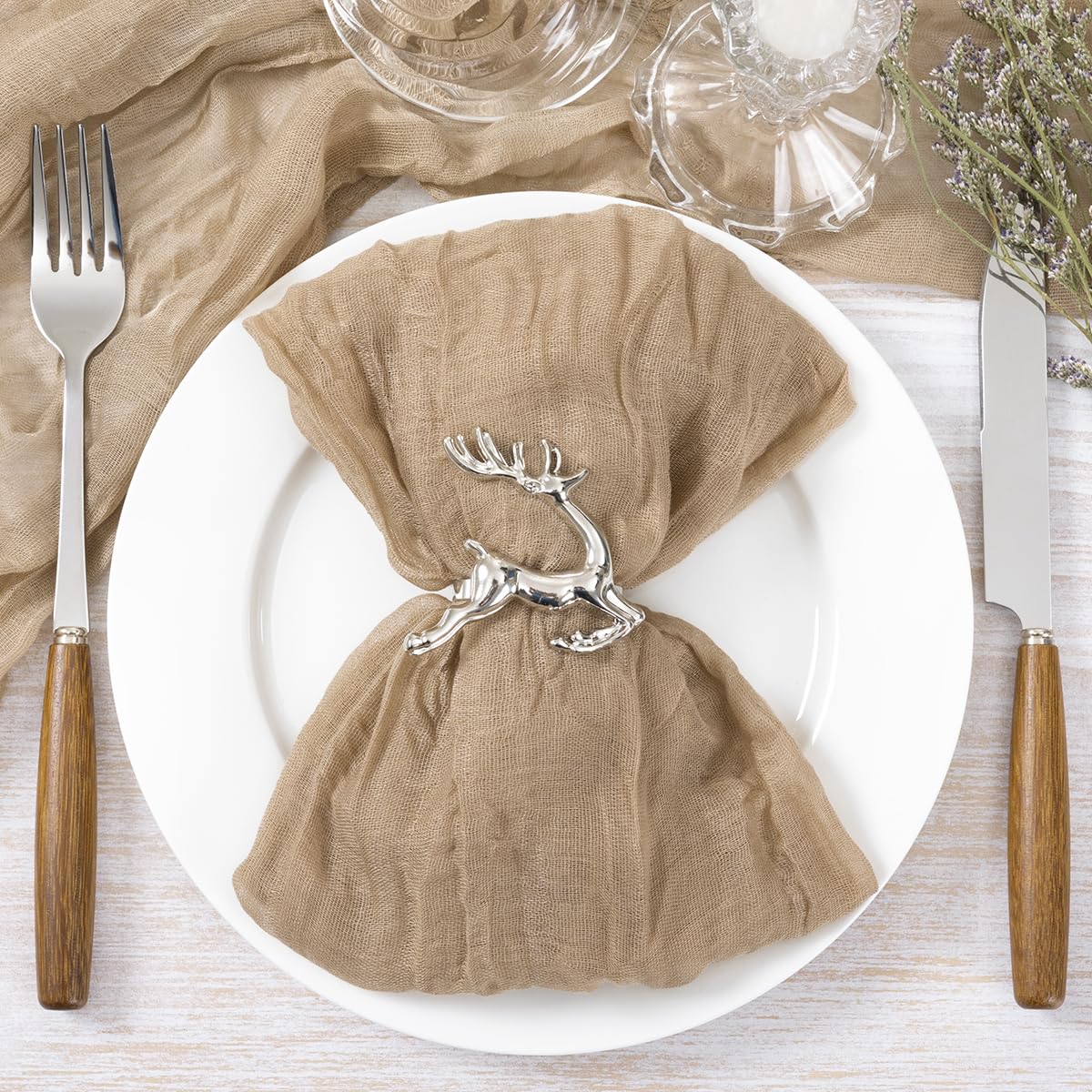 Socomi Nude Coffee Cheesecloth Napkins Summer Cheese Cloths Gauze Set of 24 Boho Washable Dinner Table Napkins for Wedding Party Baby Shower Birthday Party Decor