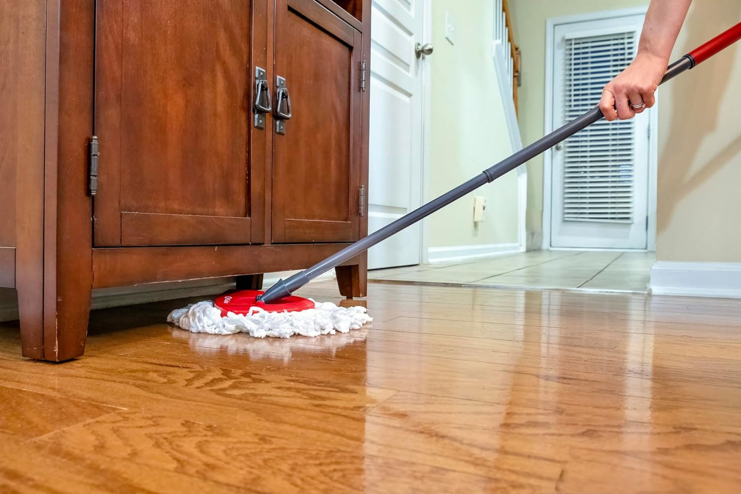 O-Cedar EasyWring Microfiber Spin Mop System - Includes 2 Extra Refills | Red and Gray