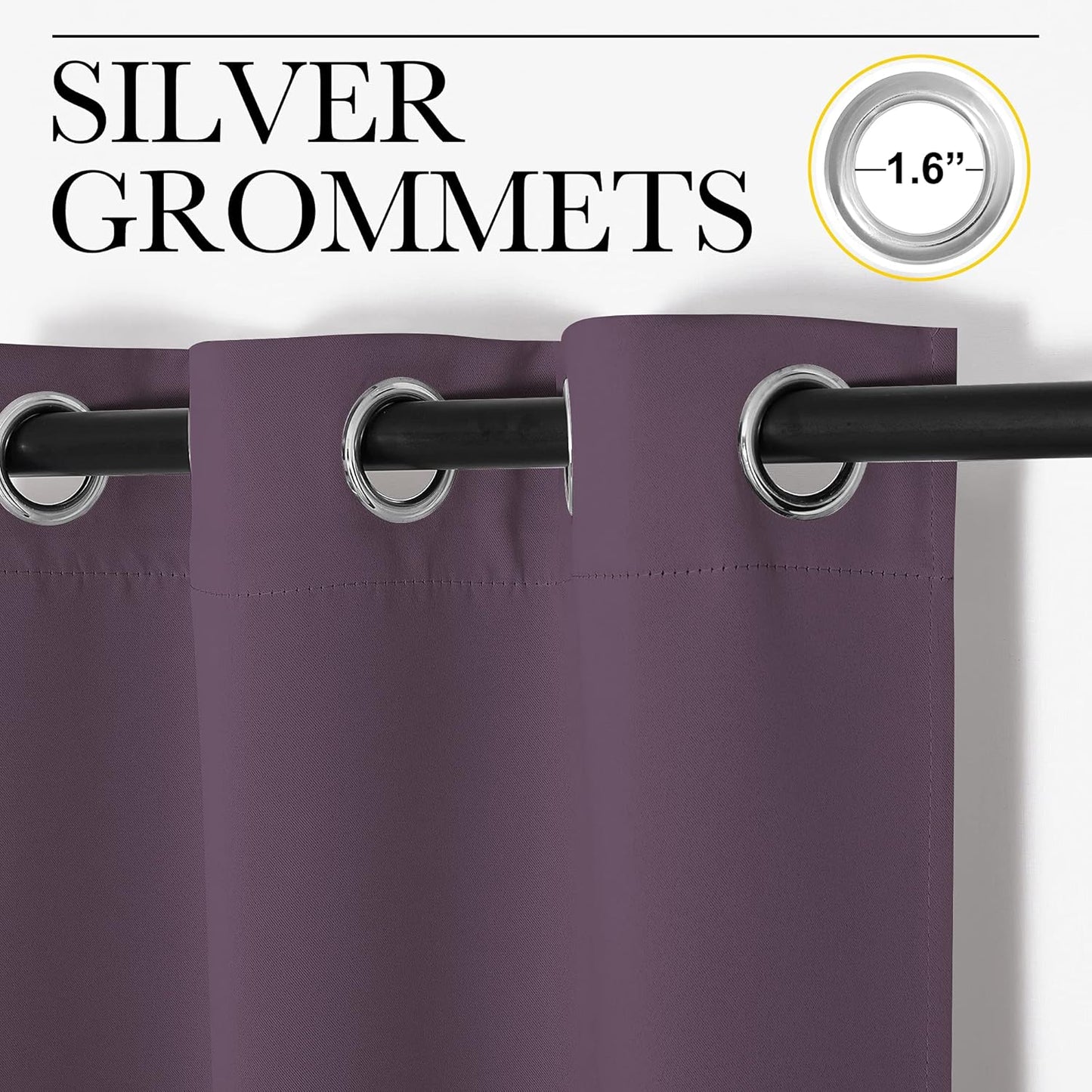 NICETOWN Blackout Curtains - Room Darkening Triple Weave Drapes for Bedroom/Dining Room | Set of 2, 42 x 63 Inch, Plum