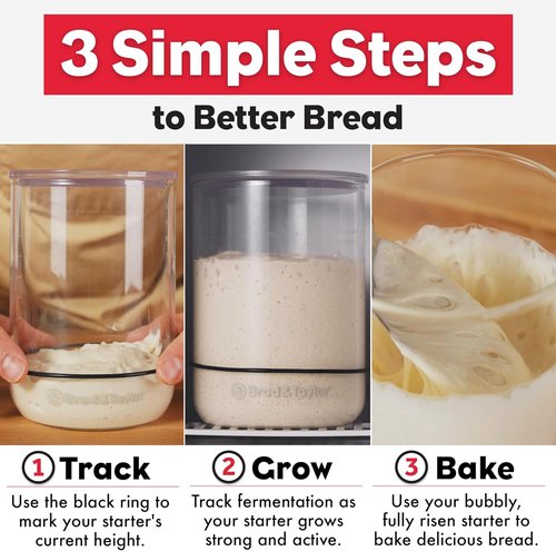 Brod & Taylor Sourdough Starter Jar - 32oz Durable Glass, Dishwasher Safe with Measurement Markings & Loose-Fitting Lid