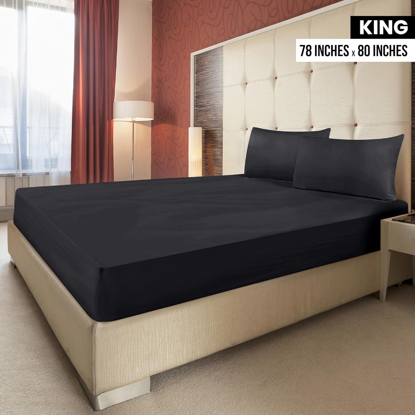 Utopia Bedding King Fitted Sheets - Soft Brushed Microfiber with Deep Pockets | 2-Pack, Black