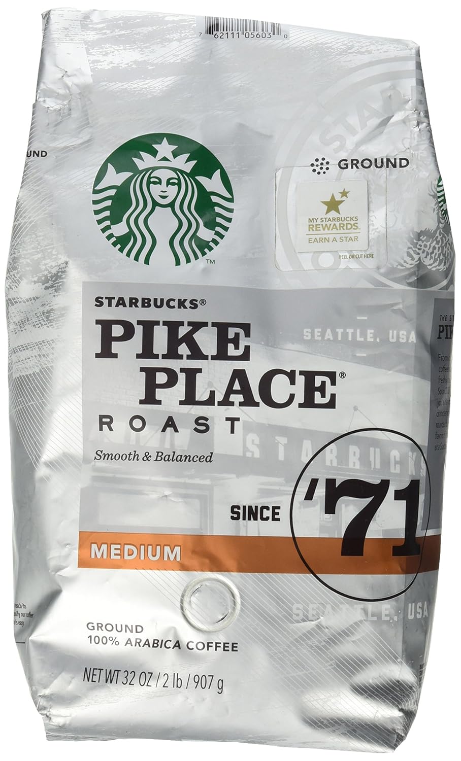 Starbucks Pike Place Roast Ground Coffee - Medium Roast, Rich Flavor | 32 oz Bag