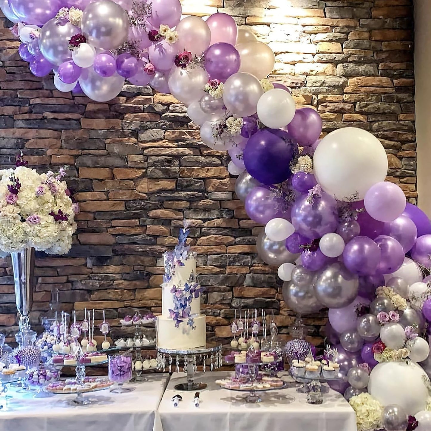 PartyWoo Pearl Lavender Balloons - 140-Piece Pack in 5, 10, 12 Inch Sizes for Bachelorette & Birthday Decor