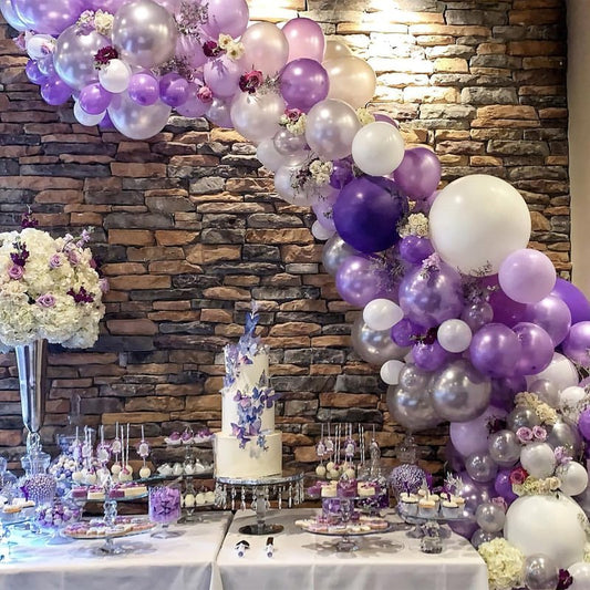 PartyWoo Pearl Lavender Balloons 140pcs Different Sizes Pack of 18 12 10 5 Inch Pearl Light Pastel Purple Lilac Balloon Arch Kit for Bachelorette Fairy Girl Birthday Party Decorations Purple-Z32