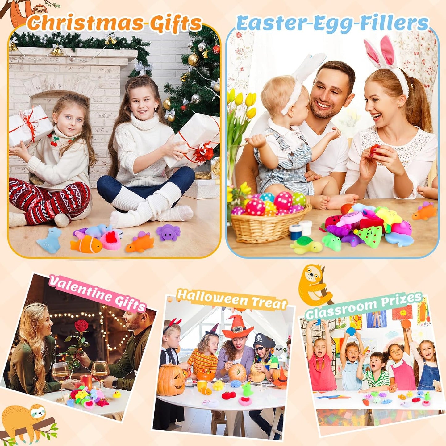 VISCOO 40 Pack Squishy Toys - Kawaii Mochi Party Favors for Kids | Easter Basket Stuffers & Classroom Prizes