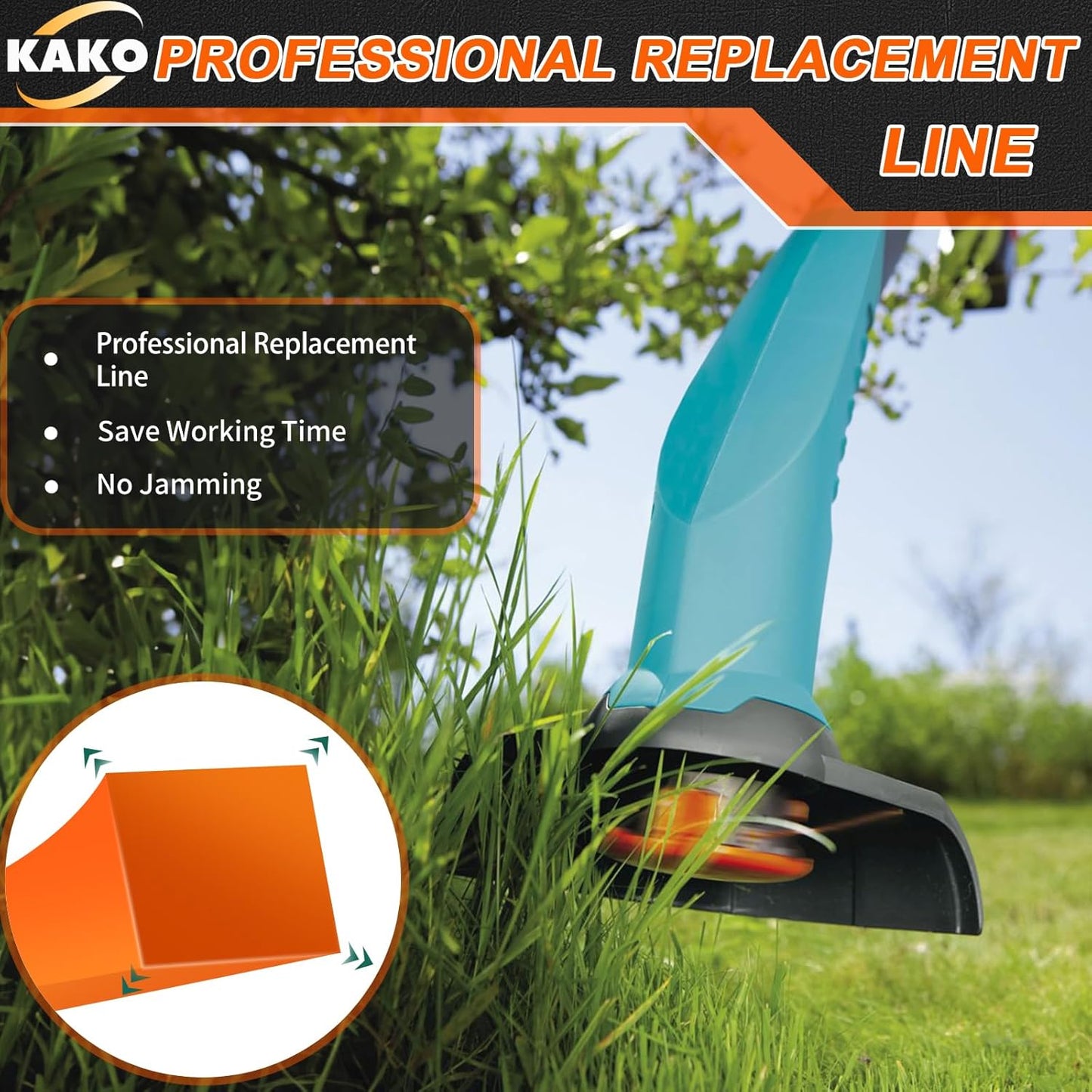 KAKO 095 Trimmer Line - Durable Square Weed Eater String | 1280 Ft, 5 Lb | Fits Most Trimmers