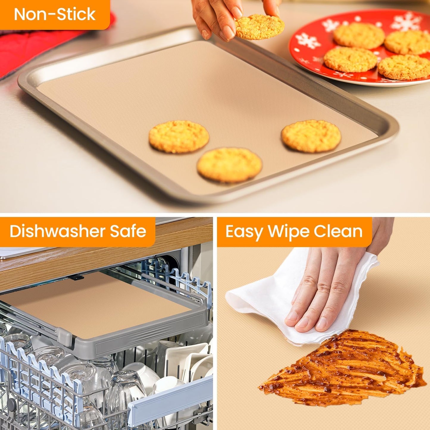 Skiennix Silicone Baking Mat Roll - Heat Resistant Non-Stick Pastry & Dough Rolling Mat | Reusable Countertop Protector