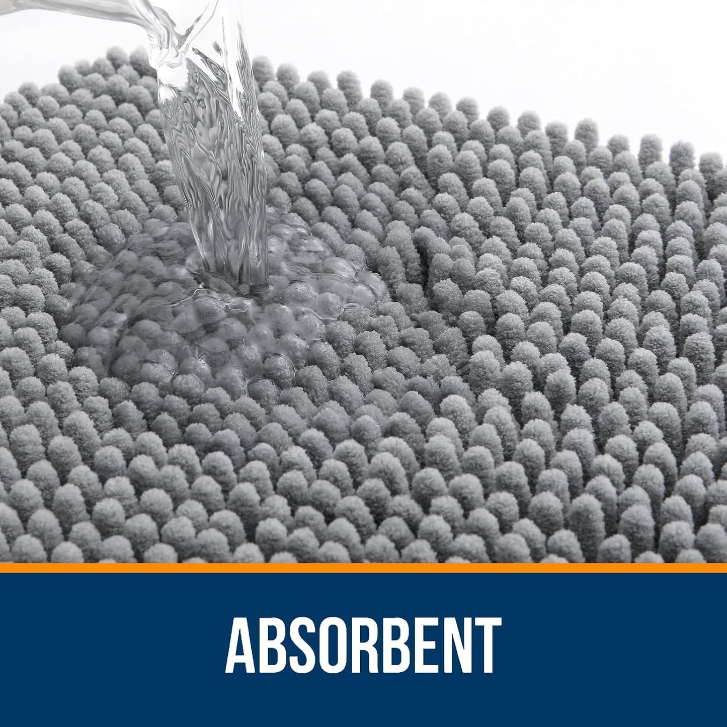 OLANLY Large Bath Rugs - Extra Soft Chenille, Quick Dry & Machine Washable | 50x30 Grey