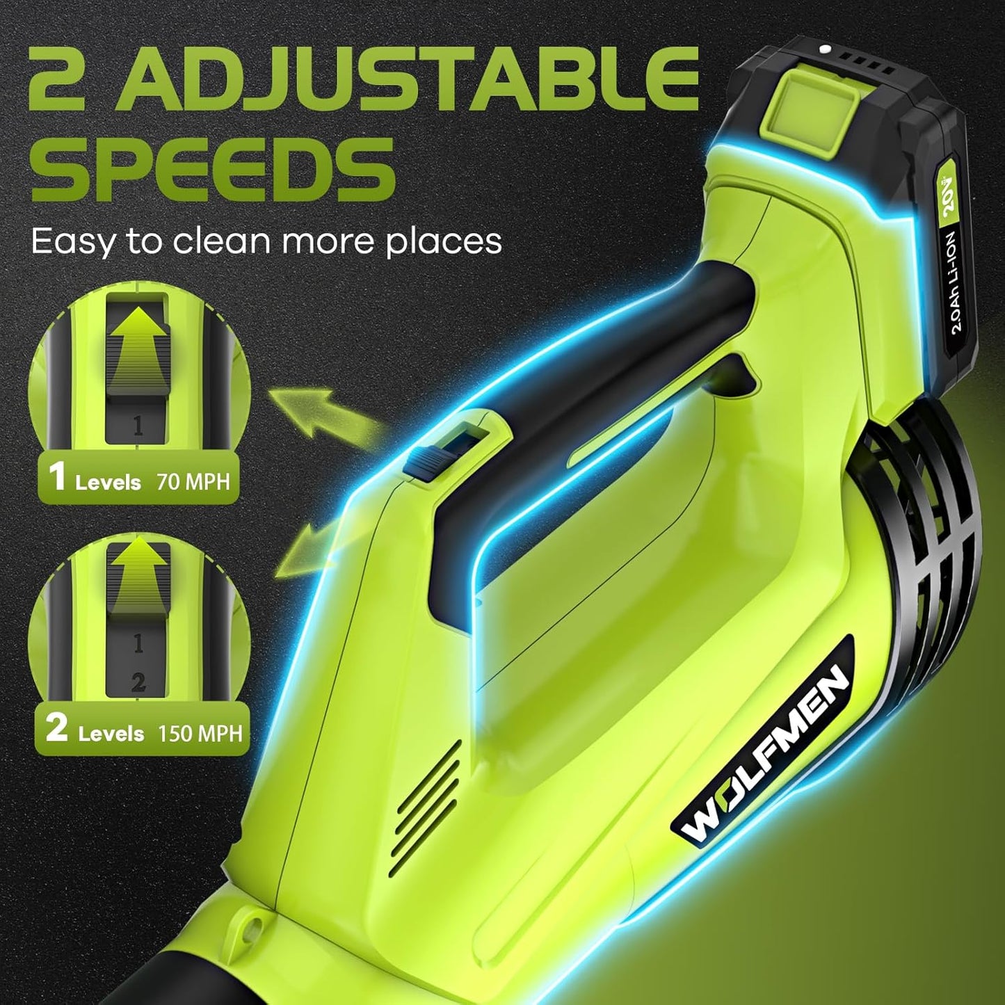 Skiennix Electric Cordless Leaf Blower - Lightweight with 2 Batteries & Charger | 2 Speed Modes for Easy Patio Cleaning