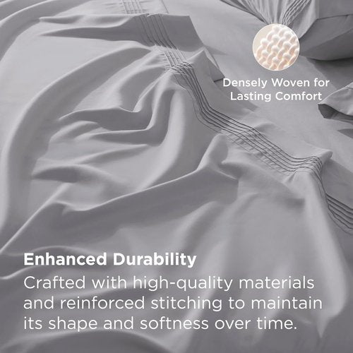 Bedsure Deep Pocket Twin Sheet Set - Soft & Cooling 3-Piece GentleSoft Bedding - Fits Mattresses Up to 21" - Light Grey