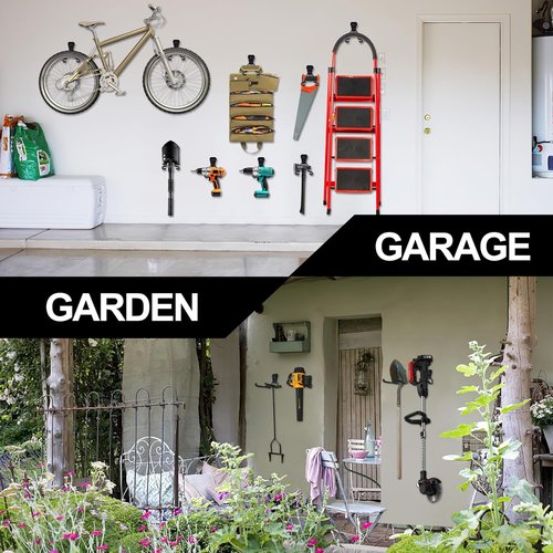 Garden Power Tool Hanger - 4-Piece Steel Trimmer Holder | Wall-Mounted Organizer for Lawn Equipment