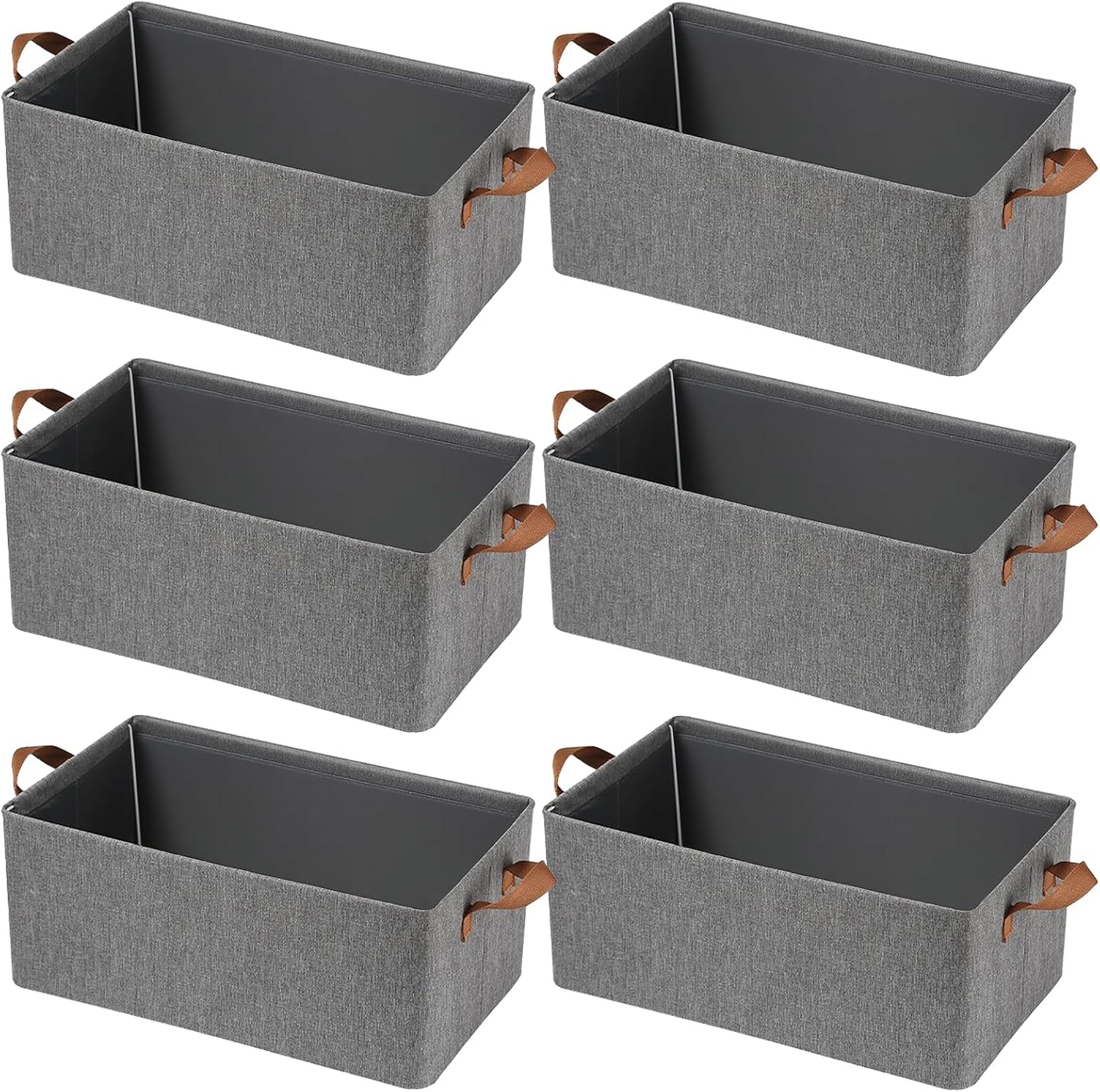 Skiennix Storage Cubes Organizer - Collapsible Fabric Bins with Reinforced Steel Frame | Gray, 18.5"x11"x7.9" - Ideal for Closet, Office, Toys & Books