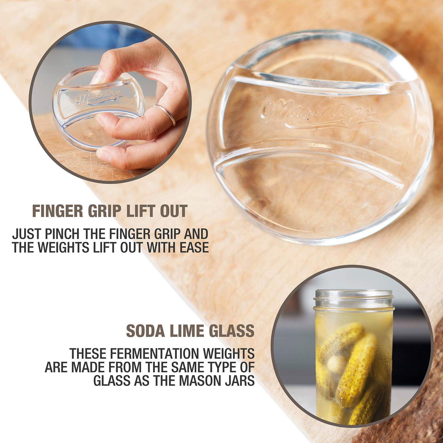 Masontops Pickle Pebble Glass Fermenting Weights - Pickling Fermentation Weight Set - Small Mouth Size For Mason Jar Fermentation Kit