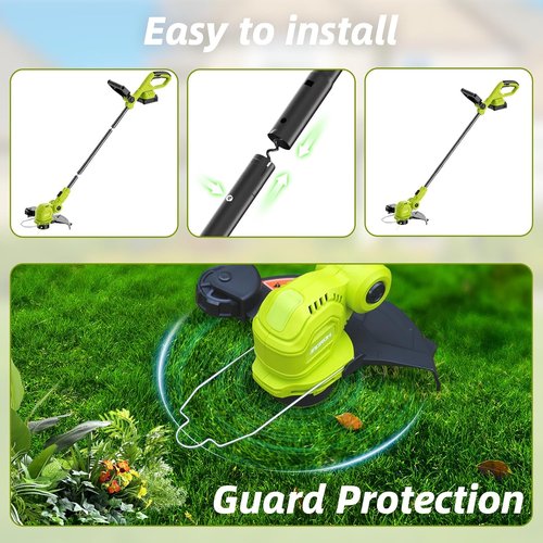 JAGROM 12-Inch 20V Cordless String Trimmer - Auto Line Feed & 2 Batteries Included | Lawn Edger with 8 Grass Cutter Spools