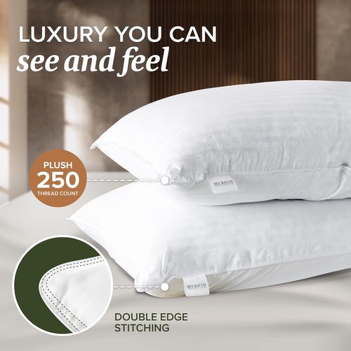 Beckham Hotel Collection Queen Size Pillows - Soft, Hypoallergenic Set of 2 with Protectors