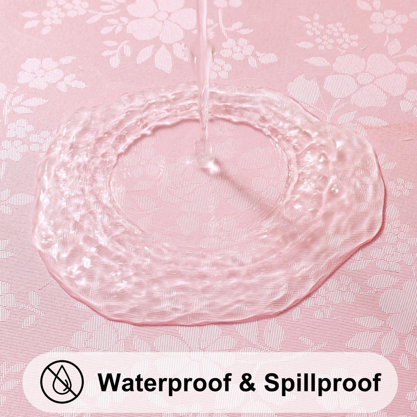 Smiry Round Table Cloth, Waterproof Heavy Duty Vinyl Tablecloths, Wipeable Washable Table Cover for for Dining and Kitchen (Pink, 70" Round)