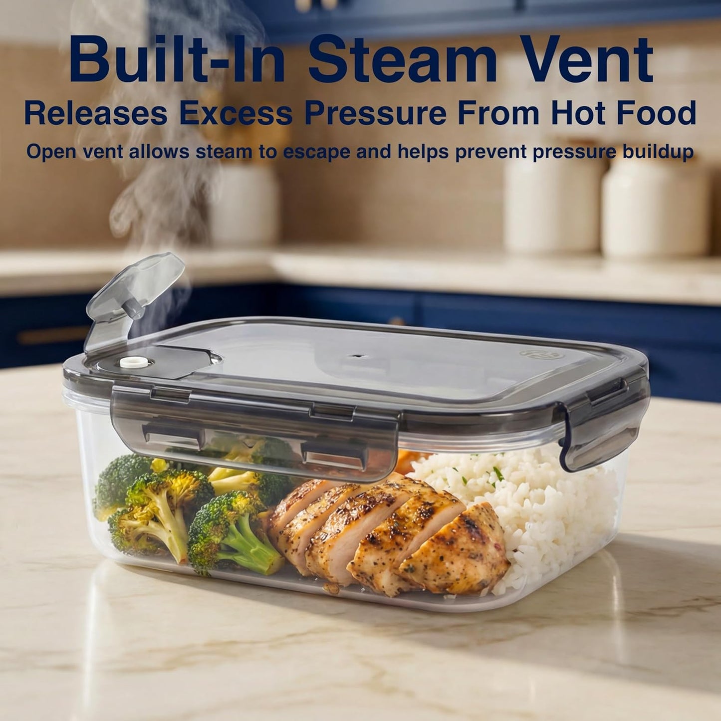 Vitamix BPA-Free Airtight Food Storage Containers - Vented Lids, 5-Pack Assorted Sizes for Meal Prep