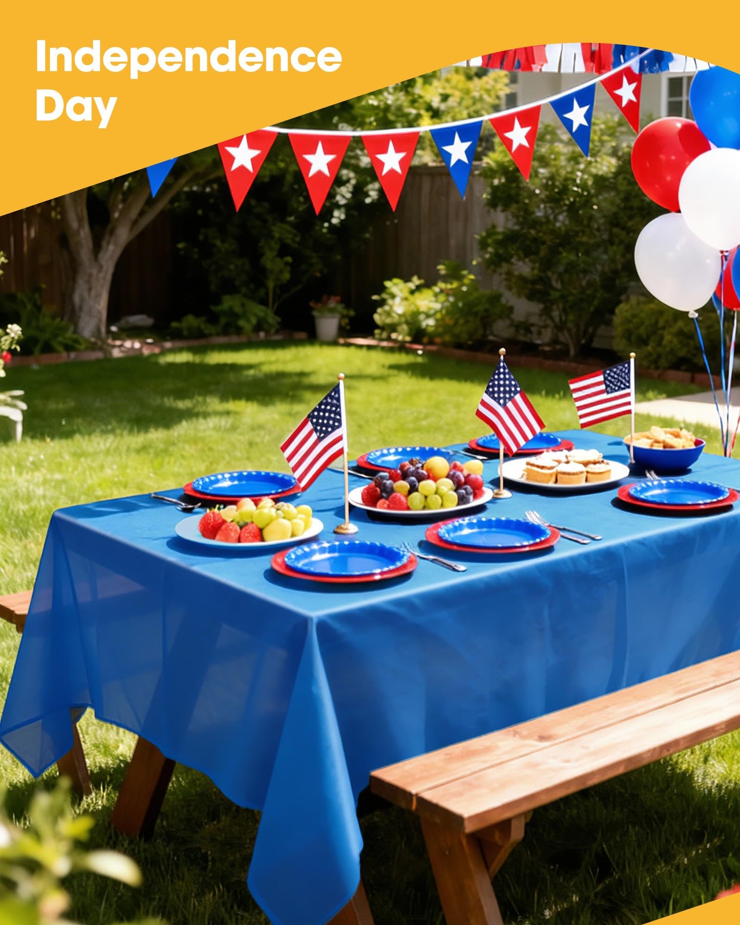 Niuara Blue Plastic Table Cloth - 4 Pack 54" × 108" Rectangle Disposable Tablecloths for 6FT Tables, Table Cover for Party, Holiday & Gathering Use