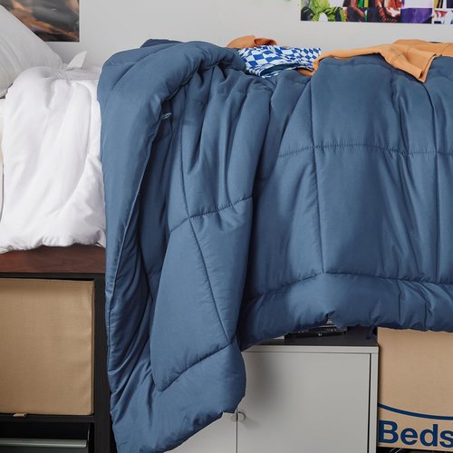 Bedsure Comforter Duvet Insert - All-Season Twin Size Quilted Down Alternative Blanket, Dark Slate Blue 88 x 68 Inches