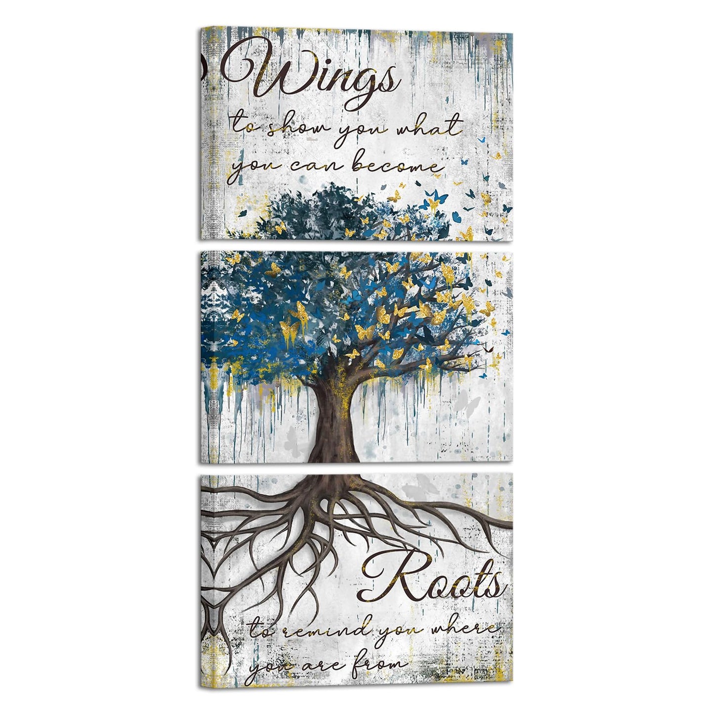 Conipit Vertical Tree Of Life Canvas Wall Art Butterfly Tree Painting Inspirational Butterfly Quotes Wall Decor Rustic Tree Canvas (white, medium)