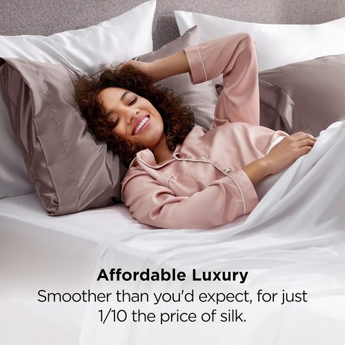Bedsure Satin Pillowcase - Luxurious Silk-Like Feel | Standard Size 20x26 Inches, Dusty Rose, 2-Pack