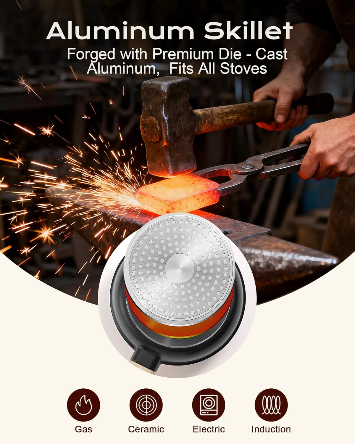 Skiennix Non-Stick Frying Pan - 8-Inch Omelette Skillet with Heat Dot Indicator | PFOA-Free & Dishwasher Safe