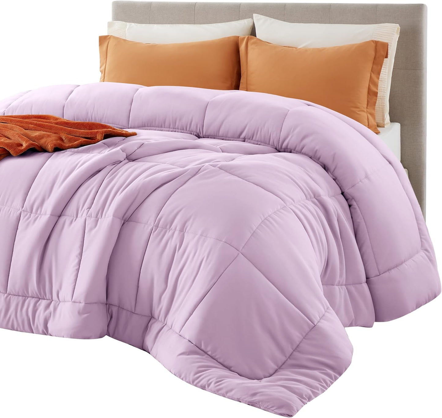 Bedsure Comforter Duvet Insert - All-Season Quilted Twin Size Bedding, GentleSoft Down Alternative, Light Purple 88 x 68 Inches