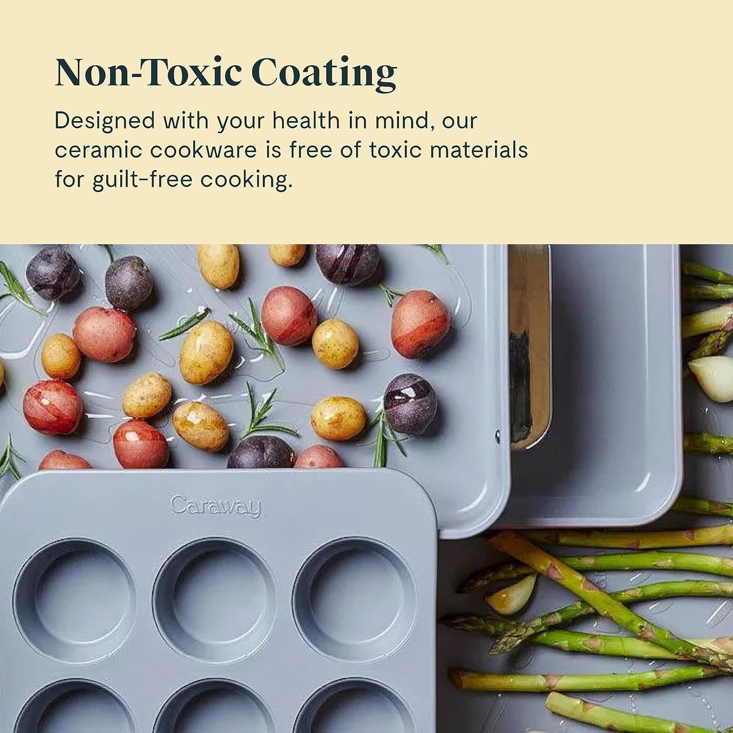 Caraway Nonstick Ceramic Bakeware Set - 11 Pieces with Assorted Pans & Cooling Rack | Non-Toxic, Navy