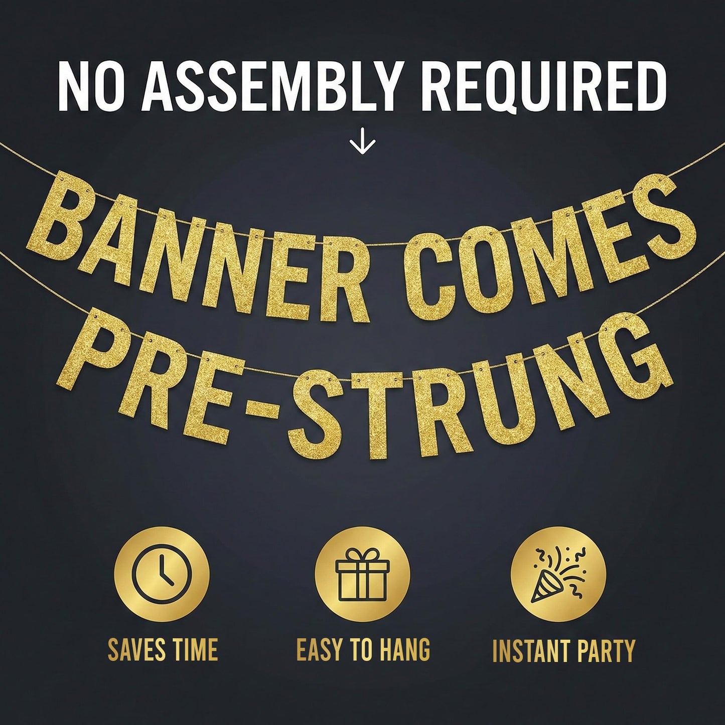 Pre-Strung Fortylicious Gold Glitter Banner - Funny 40th Birthday and Anniversary Decorations for Men and Women - Party Supplies and Gifts