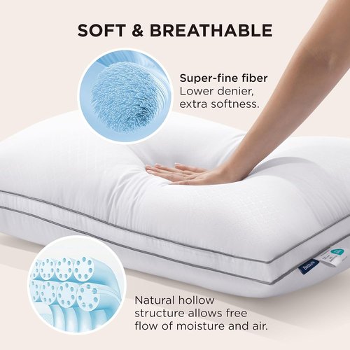 Bedsure Queen Pillows - Fluffy Hotel Quality Down Alternative Set of 2 | Diamond Quilted Design for All Sleepers