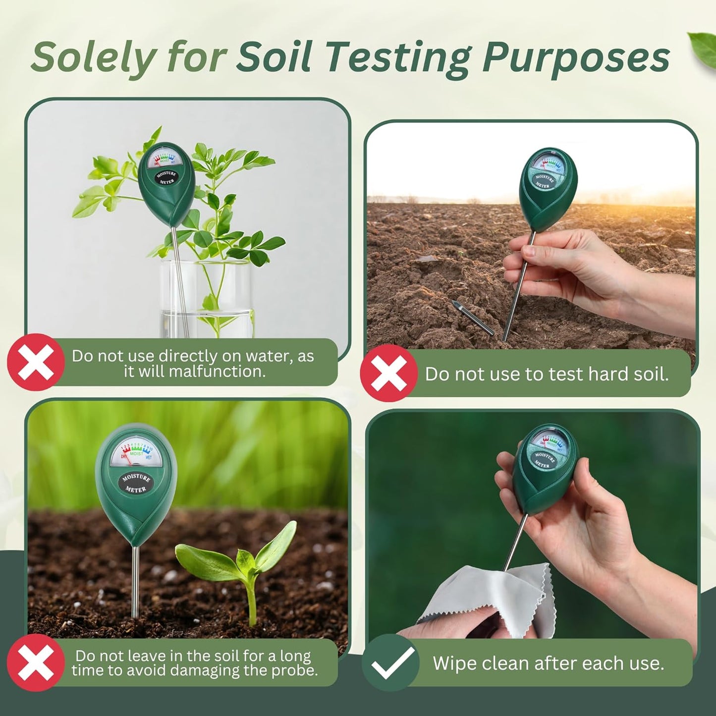 Skiennix Soil Moisture Meter - Accurate Sensors for Indoor Plants | Easy to Use, Compact Design