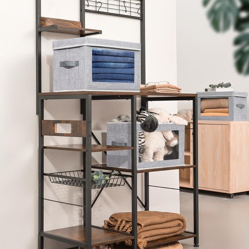 Homsorout Fabric Storage Bins - 3-Pack Foldable Storage Cubes with Lids & Windows for Home & Office
