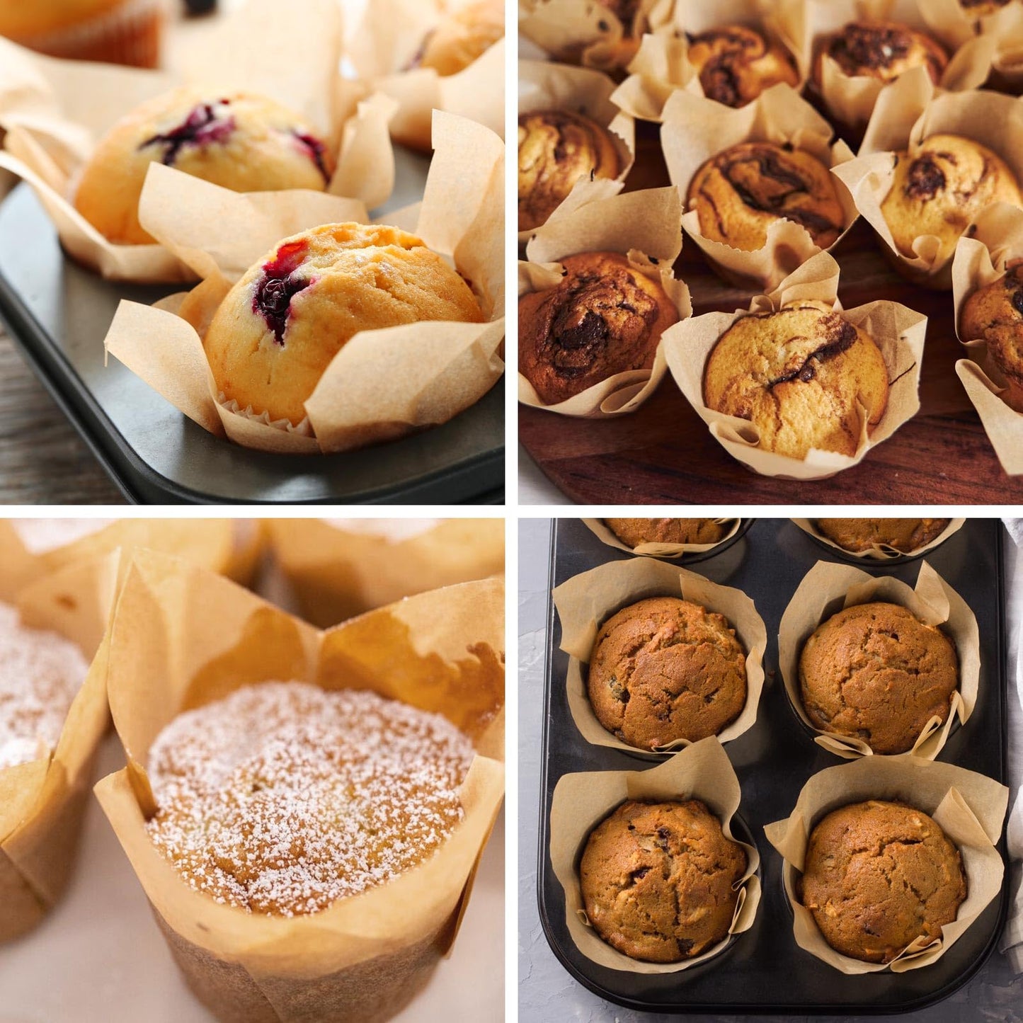 600 Pcs Tulip Muffin Liners Brown Cupcake Liners for Baking, Standard Size Parchment Paper Cup Cake Liner for Party, Christmas