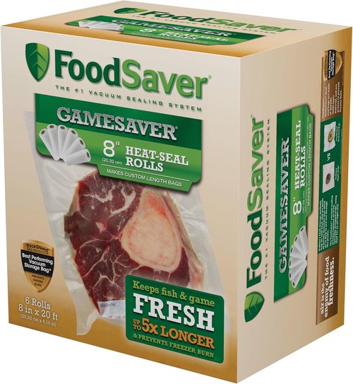GameSaver Vacuum Sealer Bag Rolls - 8 In. x 20 Ft. | 6-Pack for Fresh Food Storage