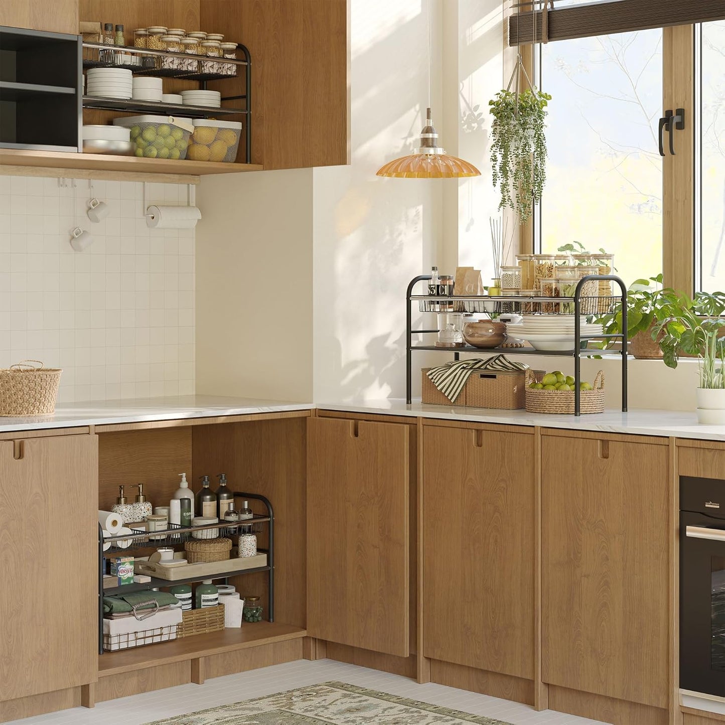 NETEL Under Sink Organizer - 2-Tier Expandable Cabinet Shelf with 4 Baskets & Panels | Ideal for Kitchen & Bathroom Storage