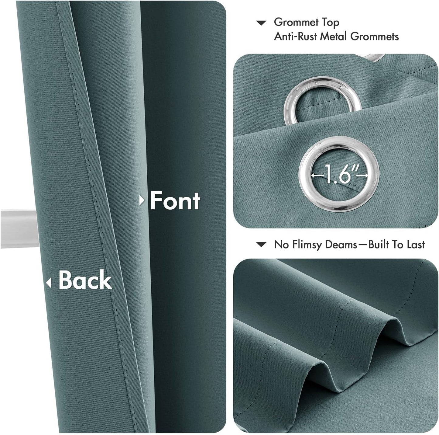 MIULEE Dusty Blue Blackout Curtains - Thermal Insulated Room Darkening Drapes | 40 x 45 Inches, 2 Panels
