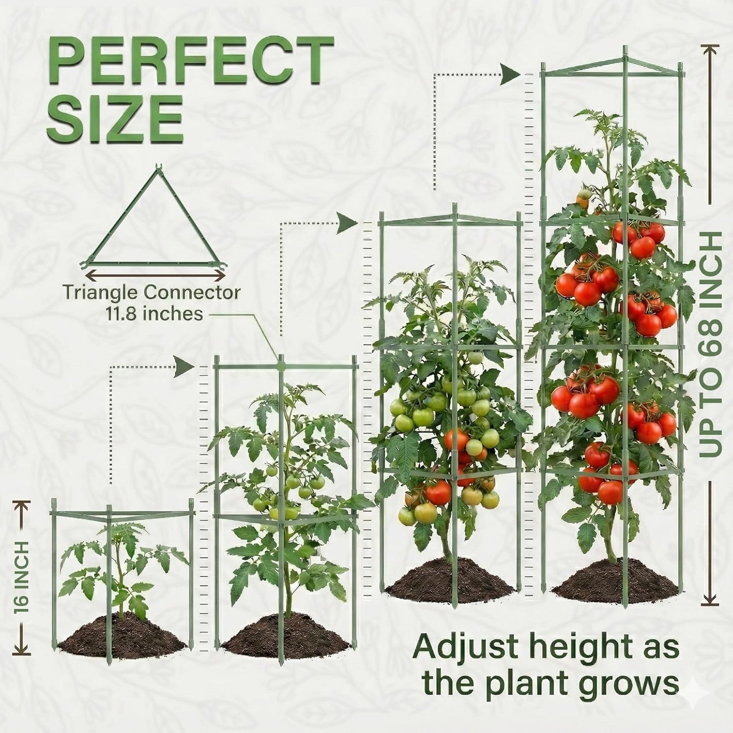 K-Brands Tomato Cage - Extra Tall Plant Support Trellis for Garden & Pots | 3 Pack (Up to 68 Inches)